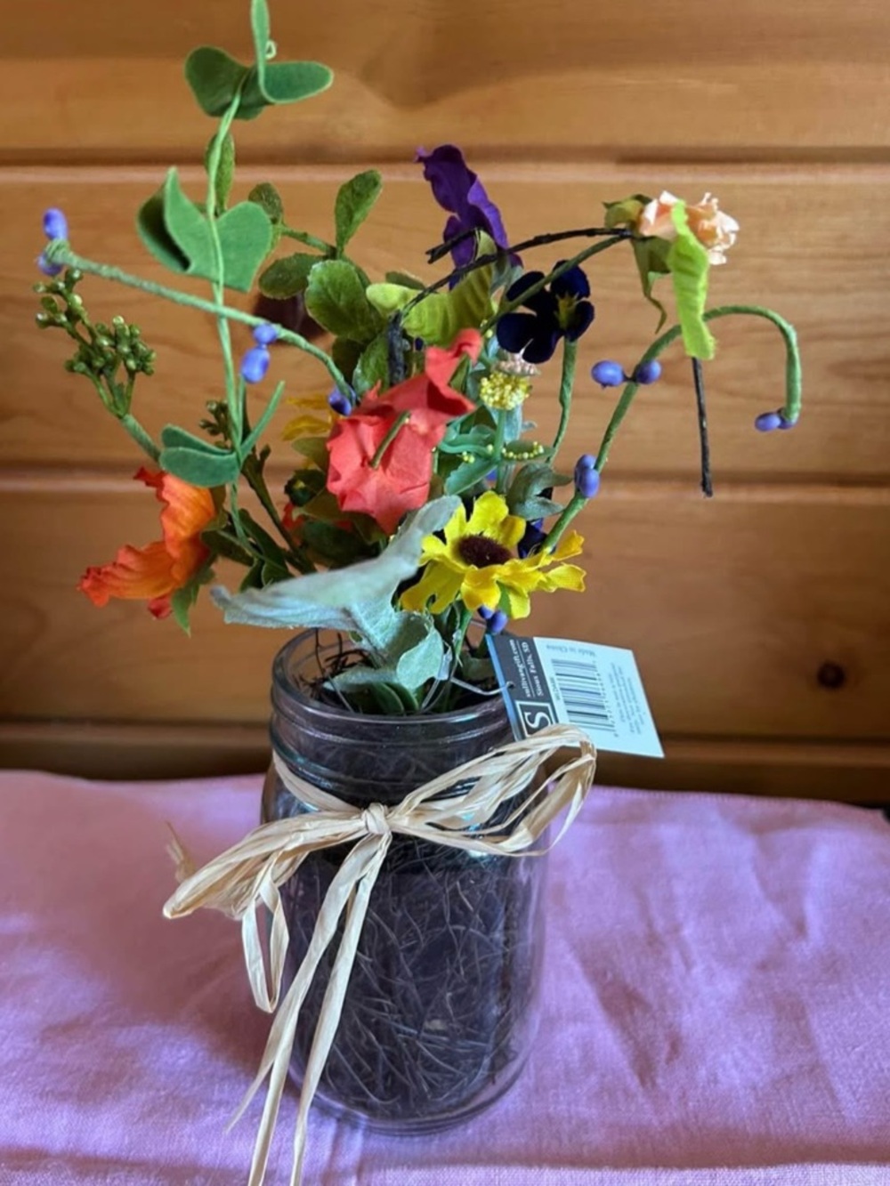 Artificial Wildflower 💐Mason Jar Arrangement - Multicolor